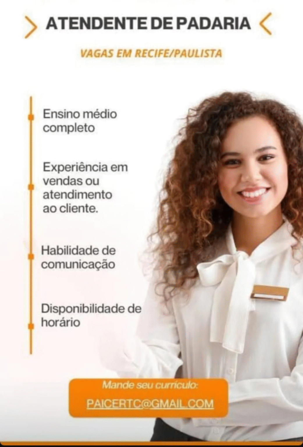 Vaga para Atendente de Padaria em Paicert em Recife e região neste ...