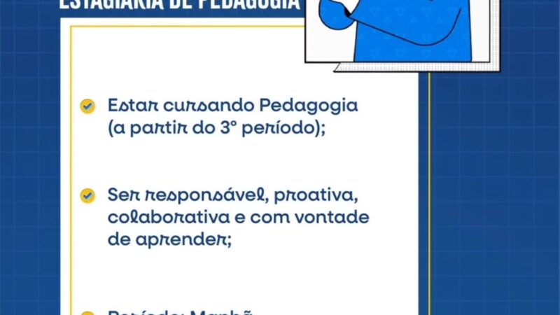 Vaga de emprego para Estagiária de Pedagogia no Colégio Ágape em Fortaleza e região nesta terça (12/08)
