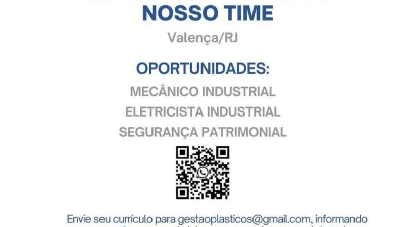 3 Vagas de emprego para Mecânico Industrial, Eletricista Industrial, Segurança Patrimonial na empresa Valença em 10/09