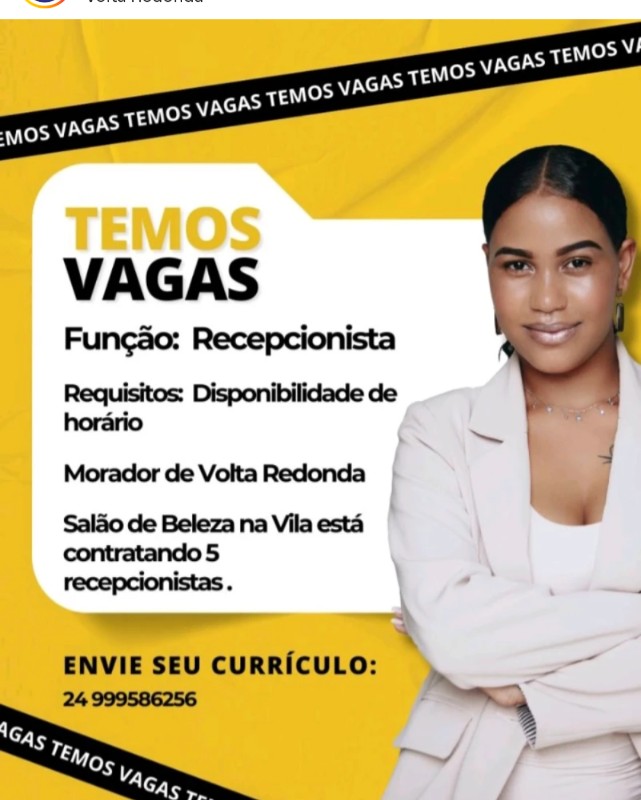 5 Vagas de emprego para Recepcionistas na empresa Salão de Beleza em 20/09