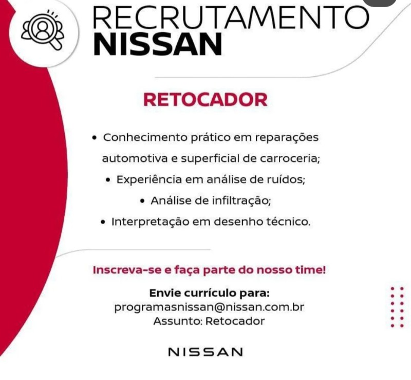 1 Vaga de emprego para Retocador na empresa Nissan em 20/09