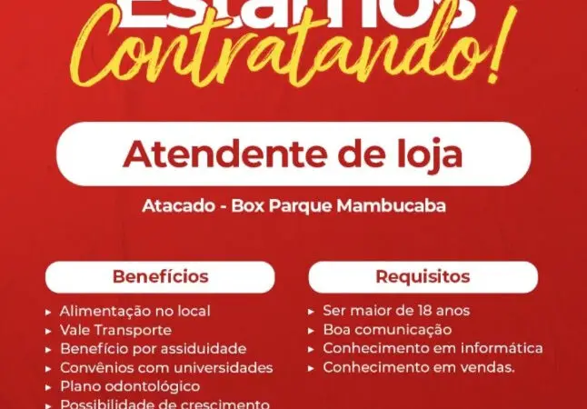 1 Vaga de emprego para Atendente De Loja na empresa Box Atacadista em 09/09