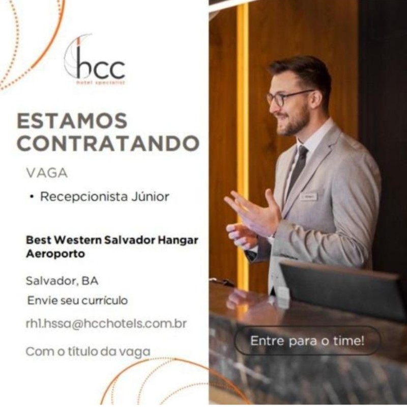 1 Vaga de emprego para Recepcionista Júnior na empresa Best Western Salvador Hangar Aeroporto em 19/09