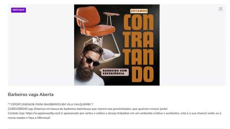 1 Vaga de emprego para Barbeiro na empresa Barbearia em 24/09