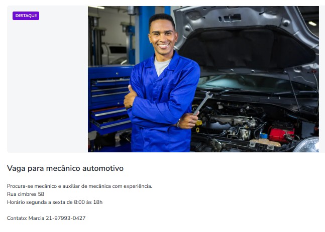 2 Vagas de emprego para Mecânico, Auxiliar De Mecânica na Cidade Rio de Janeiro em 25/09