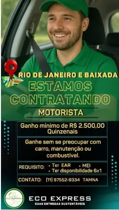 1 Vaga de emprego para Motorista na empresa Eco Express em 11/09