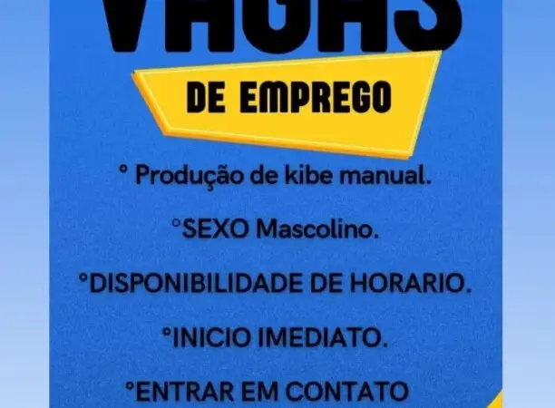 1 Vaga de emprego para Produção De Kibe Manual na Cidade Salvador em 10/09