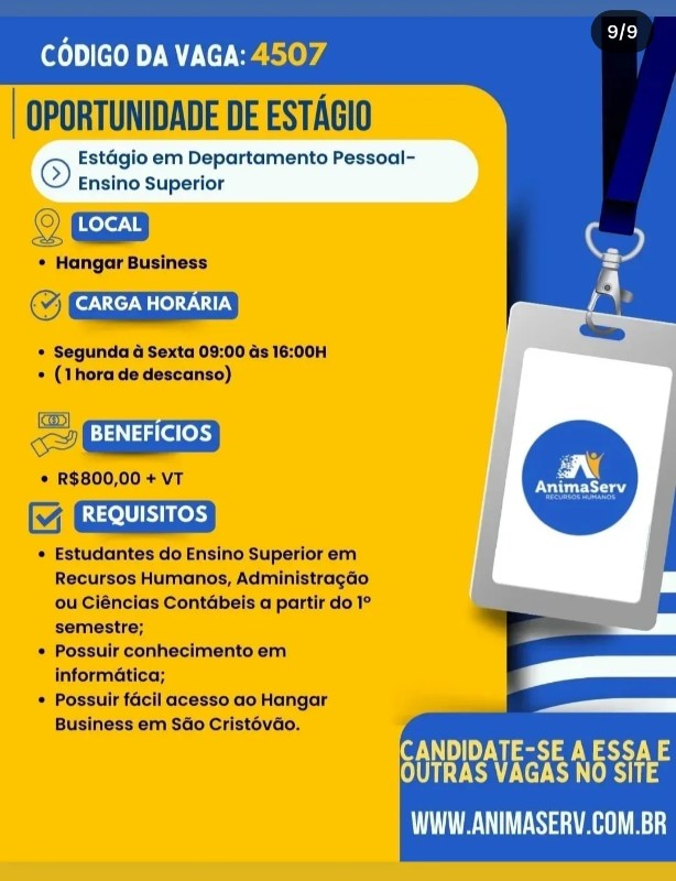 1 Vaga de emprego para Estágio De Departamento Pessoal na empresa Animserv Recursos Humanos em 18/09