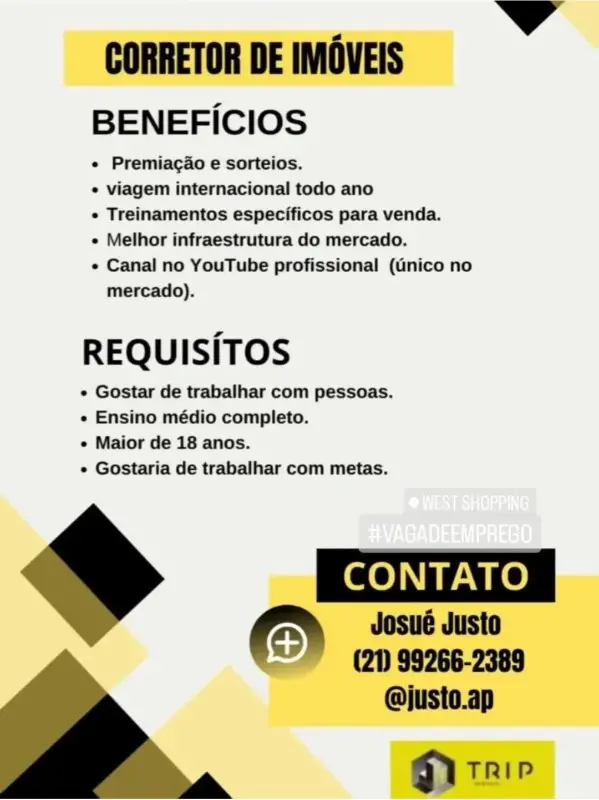 1 Vaga de emprego para Corretor De Imóveis na empresa Justo.ap em 09/09