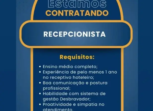 1 Vaga de emprego para Recepcionista na empresa Salvador Mar Hotel em 10/09