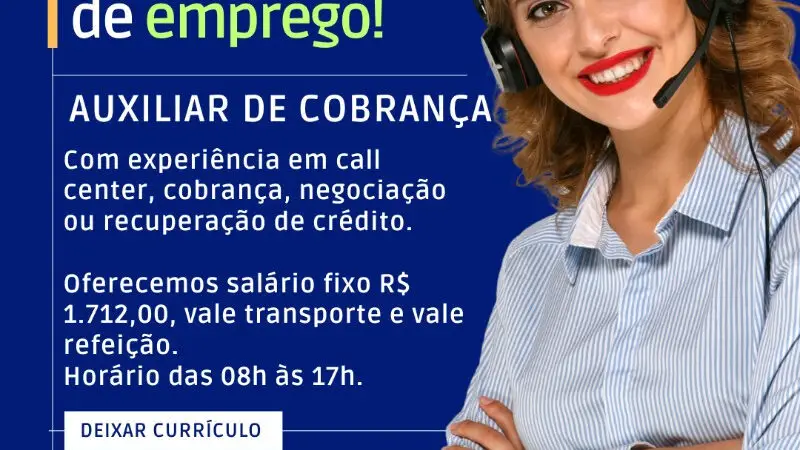 1 Vaga de emprego para Auxiliar De Cobrança na empresa segmento de serviços em 08/09