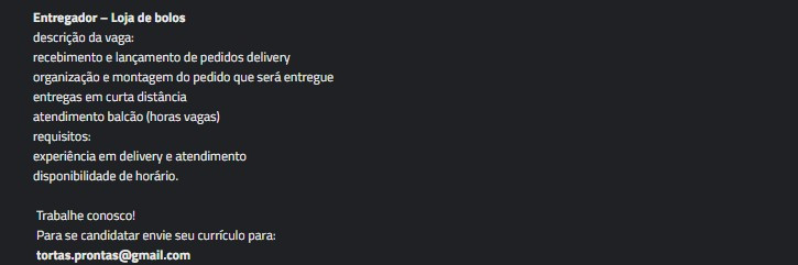 1 Vaga de emprego para Entregador na empresa Tortas Prontas em 10/09