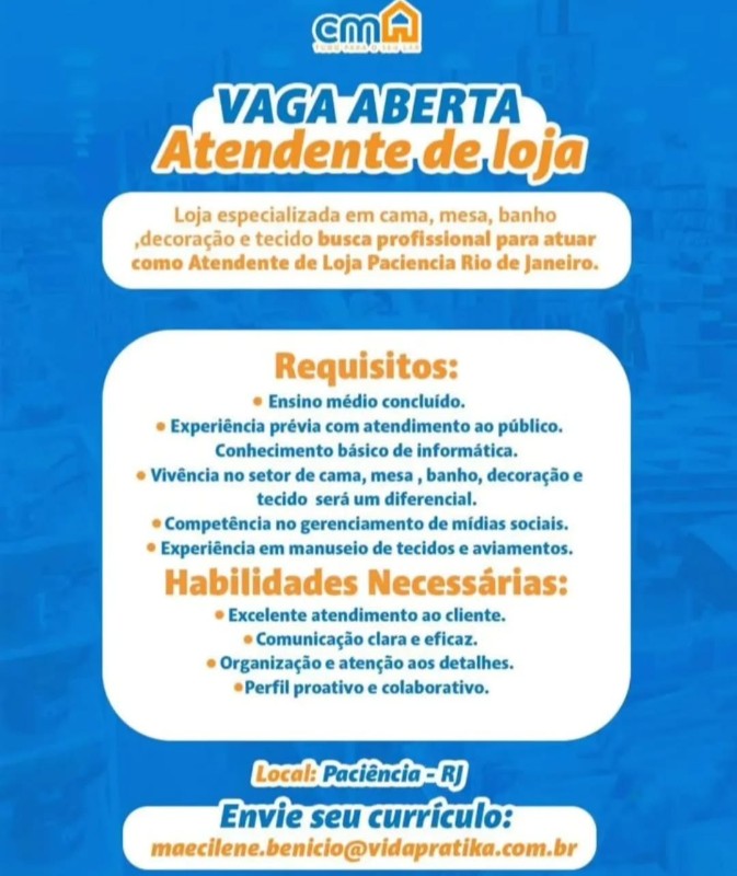 1 Vaga de emprego para Atendente De Loja na empresa Objjetiva em 19/09