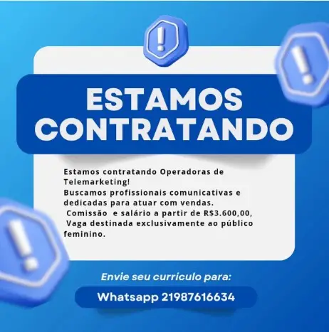 1 Vaga de emprego para Operadora De Telemarketing na Cidade Rio de Janeiro em 11/09