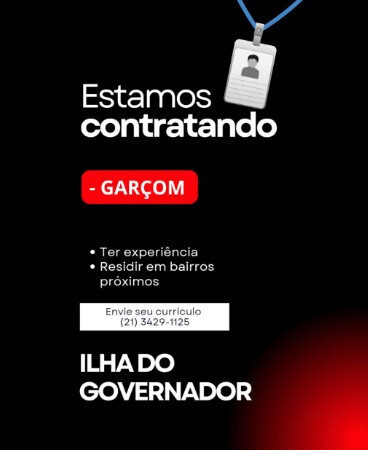 1 Vaga de emprego para Garçom na empresa Ilha do Governador em 11/09