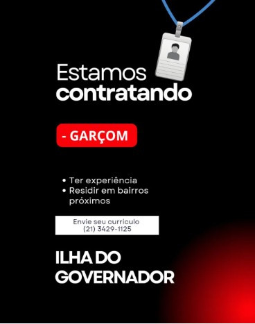 1 Vaga de emprego para Garçom na empresa Ilha do Governador em 11/09