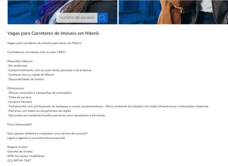 1 Vaga de emprego para Corretor De Imóveis na Cidade Niteroi em 11/09