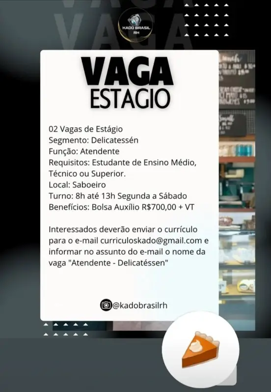 2 Vagas de emprego para Estágio Atendente na empresa Kado Brasil em 10/09