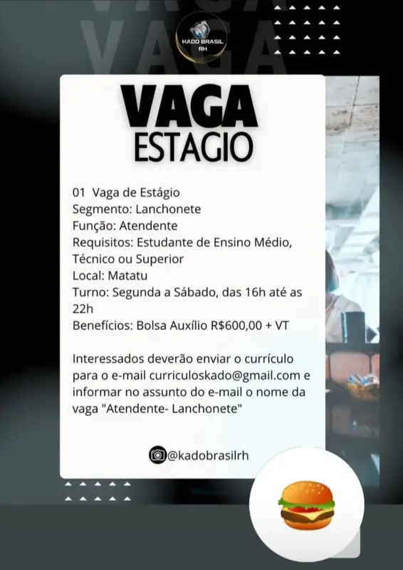 1 Vaga de emprego para Estágio Atendente na empresa Kado Brasil em 10/09