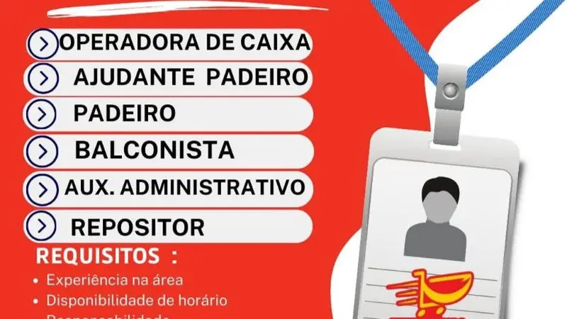 6 Vagas de emprego para Operadora De Caixa, Ajudante Padeiro, Padeiro, Balconista, Aux Administrativo, Repositor na empresa Supermercado Recantus em 10/09