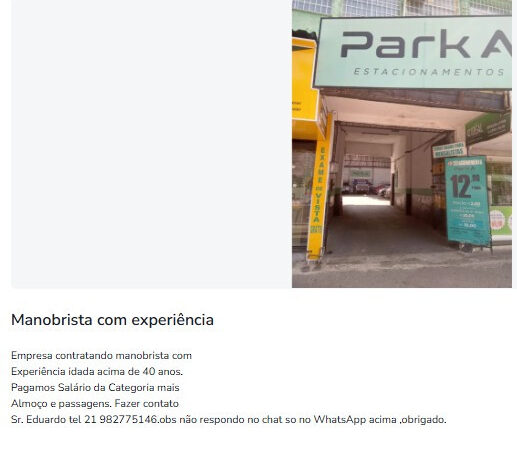 1 Vaga de emprego para Manobrista na empresa Park A em 11/09