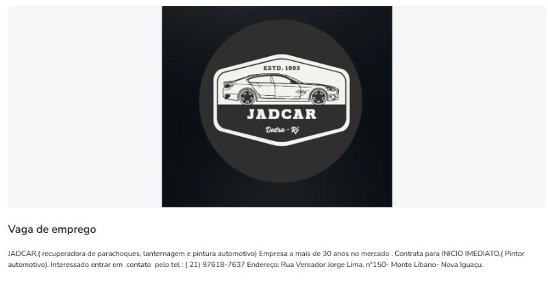 1 Vaga de emprego para Pinto Automotivo na empresa Jadcar em 11/09