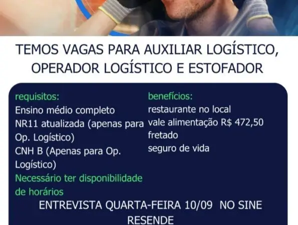 3 Vagas de emprego para Auxiliar Logístico, Operador Logístico, Estofador na empresa Randstad em 11/09