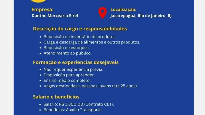 1 Vaga de emprego para Atendente De Padaria sem experiência na empresa Danthe Mercearia Eirel em 09/09