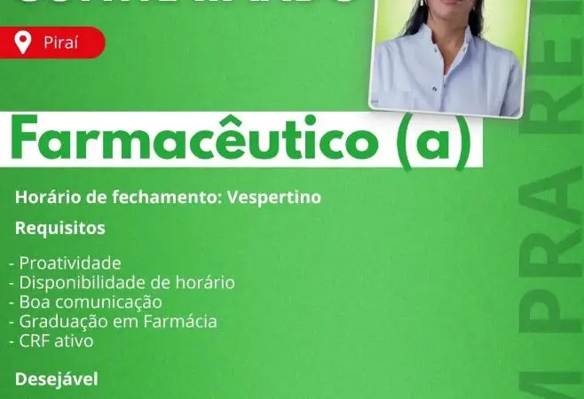 1 Vaga de emprego para Farmacêutico A na empresa Drogaria Retiro em 10/09