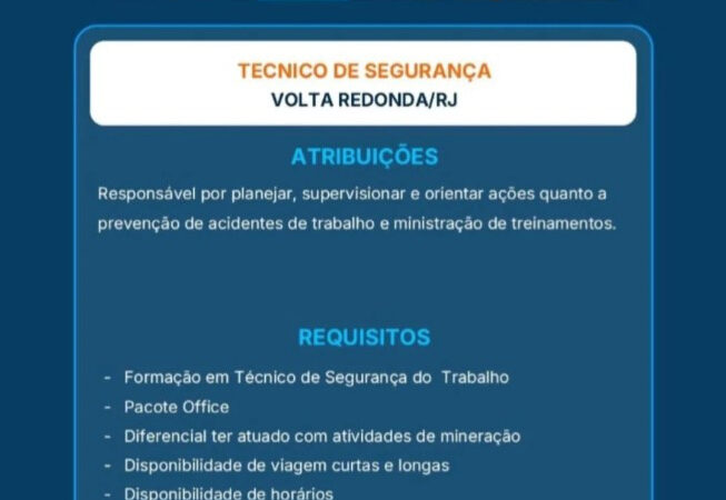 1 Vaga de emprego para Técnico De Segurança na empresa Cbsi em 09/09