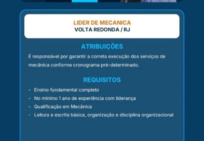 1 Vaga de emprego para Líder De Mecânica na empresa Cbsi em 09/09