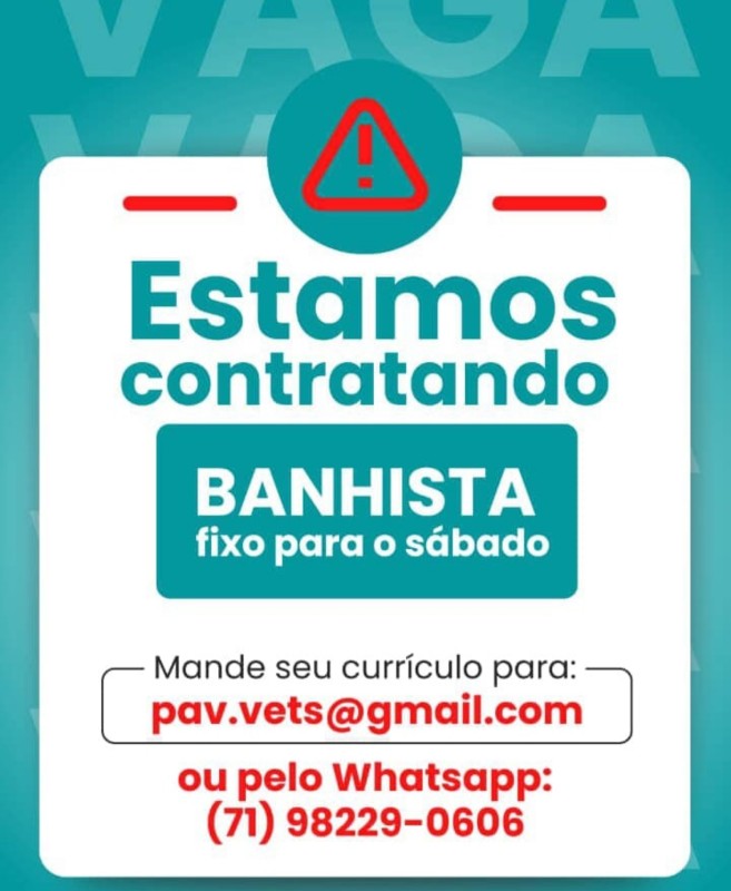 1 Vaga de emprego para Banhista na Cidade Salvador em 19/09