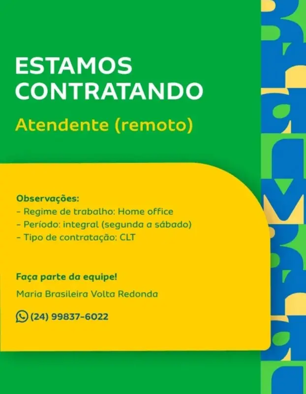 1 Vaga de emprego para Atendente Remoto na empresa Floresta Supermarket em 11/09