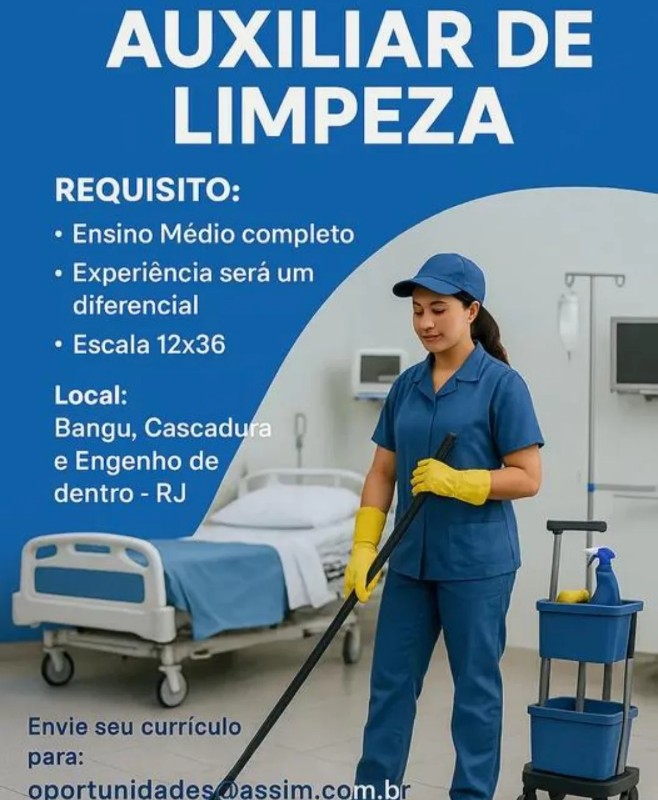 1 Vaga de emprego para Auxiliar De Limpeza na empresa Assim em 19/09