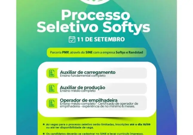 3 Vagas de emprego para Auxiliar De Carregamento, Auxiliar De Produção, Operador De Empilhadeira na empresa Softys e Randstad parceria com o SINE em 09/09