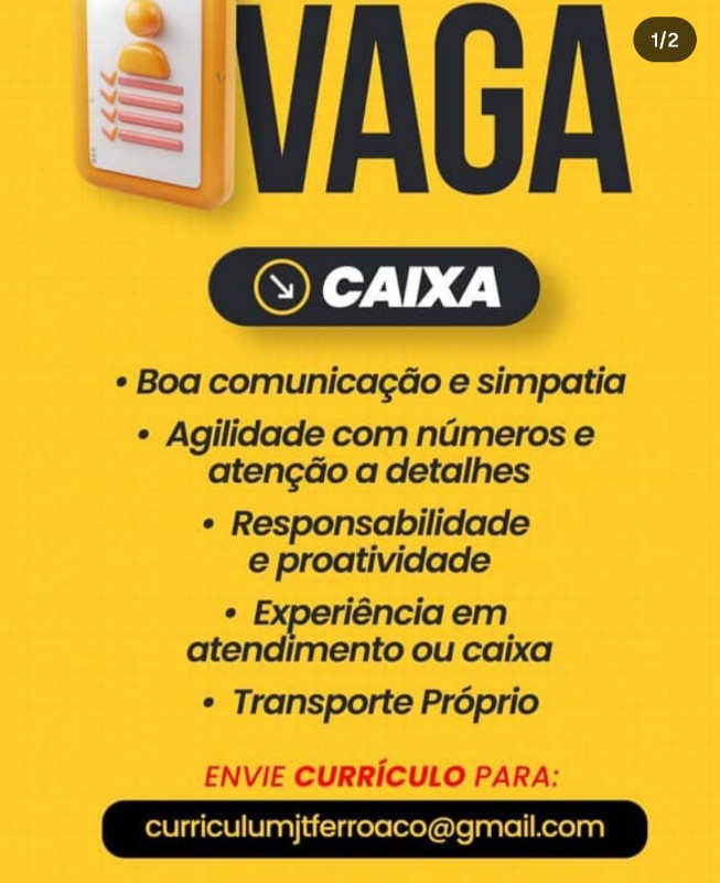 1 Vaga de emprego para Caixa na empresa JT Ferração em 19/09
