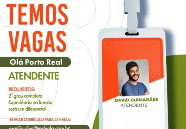 1 Vaga de emprego para Atendente sem experiência na empresa Olá Porto Real em 11/09