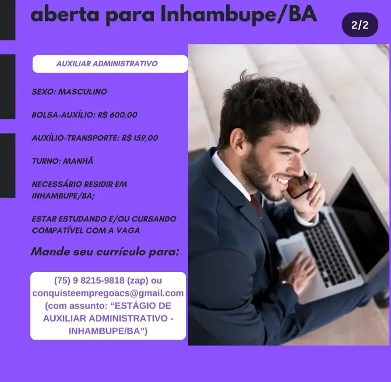 1 Vaga de emprego para Auxiliar Administrativo no Bairro Inhambupe em 10/09