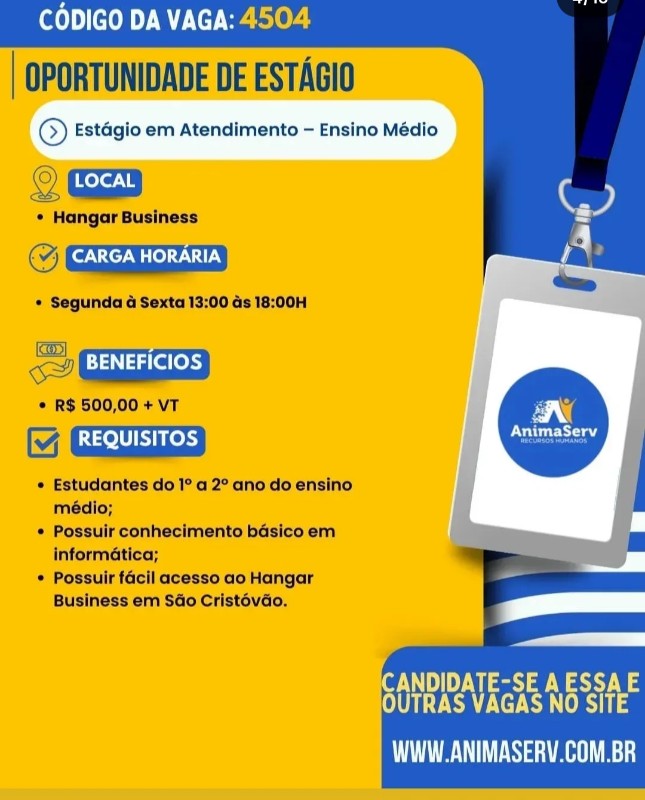 1 Vaga de emprego para Estágio De Atendimento na empresa Animserv Recursos Humanos em 18/09