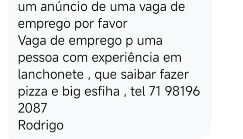 1 Vaga de emprego para Pizzaiolo na empresa Lanchonete em 19/09