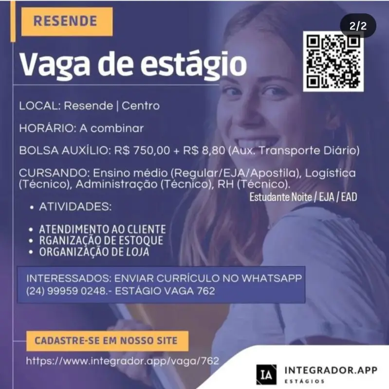 1 Vaga de emprego para Estágio na empresa Integrador.app em 09/09
