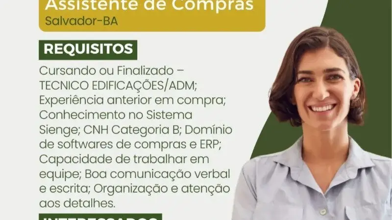 1 Vaga de emprego para Assistente De Compras na empresa Grupo5rh, Sol Miranda RH em 10/09