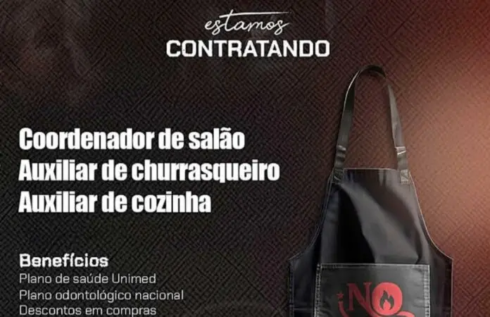 3 Vagas de emprego para Coordenador De Salão, Auxiliar De Churrasqueiro, Auxiliar De Cozinha na empresa Nelory Brasa em 11/09