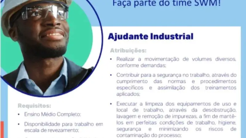 1 Vaga de emprego para Ajudante Industrial na empresa Swm Intl em 09/09