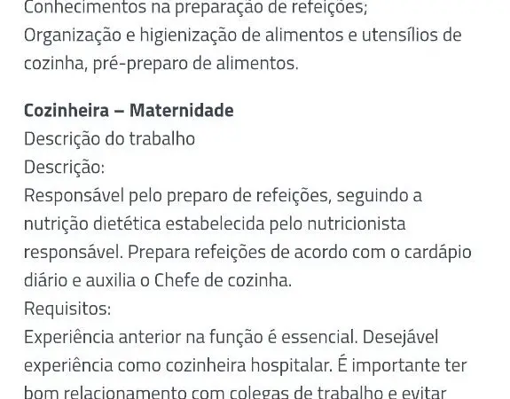 2 Vagas de emprego para Auxiliar De Cozinha, Cozin na empresa Papelcraft em 10/09