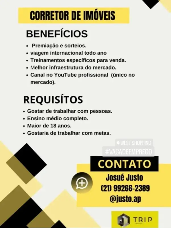 1 Vaga de emprego para Corretor De Imóveis na empresa Justo.ap em 10/09