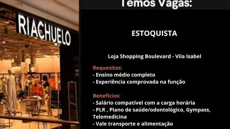 1 Vaga de emprego para Estoquista na empresa Riachuelo em 11/09