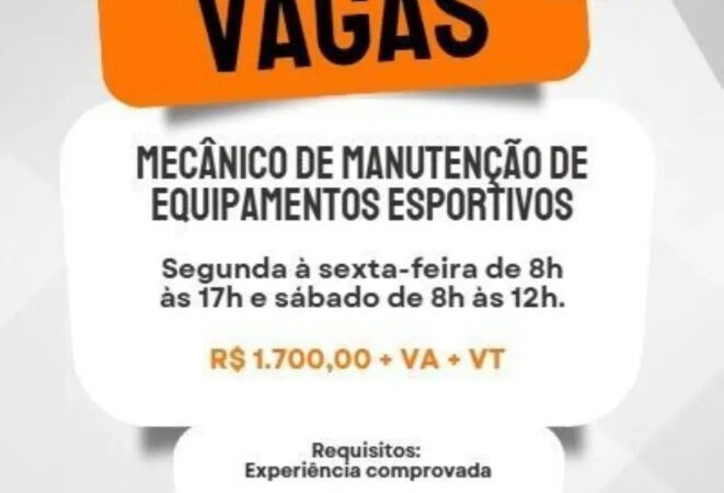 1 Vaga de emprego para Mecânico De Manutenção De Equipamentos Esportivos no Bairro Boca do Rio, Salvador em 11/09