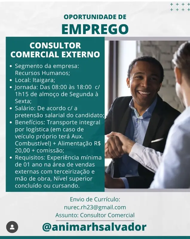 1 Vaga de emprego para Consultor Comercial Externo na empresa Nurec em 11/09