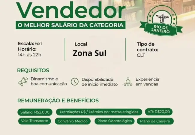 1 Vaga de emprego para Vendedor na empresa Dom Casero em 10/09